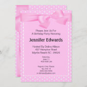 Geburtseinladung von Bow und Dots Einladung (Vorne/Hinten)