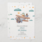 Geburtseintrag des Flugzeugs zum Blauen und Grünen Einladung (Vorne/Hinten)