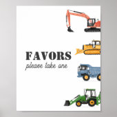 Geburtsfavorisierzeichen des Baufahrzeugs Poster (Vorne)