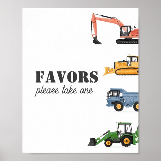 Geburtsfavorisierzeichen des Baufahrzeugs Poster (Vorne)