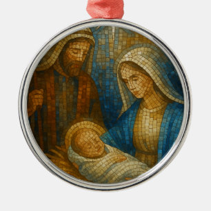Geburtsfenstermosaik Heilige Familie Ornament Aus Metall