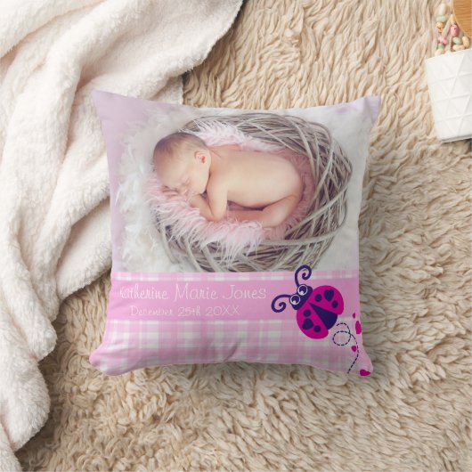 Geburtsgeschenk Ladybugs Mädchen rosa Kissen (Decke)