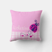 Geburtsgeschenk Ladybugs Mädchen rosa Kissen (Rückseite)