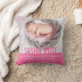 Geburtsgeschenk Rosa Geburtsdetails Kissen (Decke)