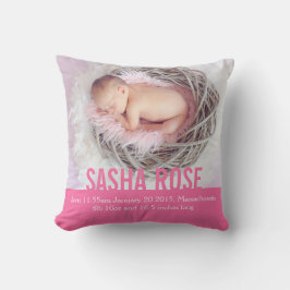 Geburtsgeschenk Rosa Geburtsdetails Kissen