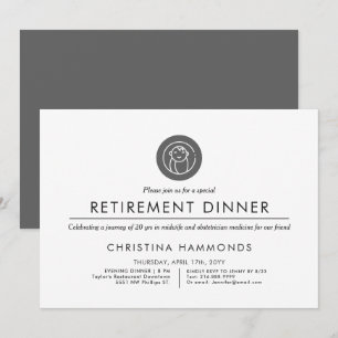 Geburtshelfer Hebamme Ruhestandsessen Minimalist Einladung