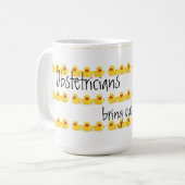 Geburtshelfer und gelbe Gummienten Kaffeetasse (Vorderseite Links)