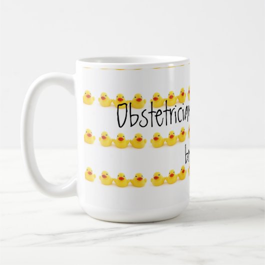 Geburtshelfer und gelbe Gummienten Kaffeetasse (Links)
