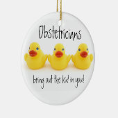 Geburtshelfer und gelbe Gummienten Keramikornament (Rechts)