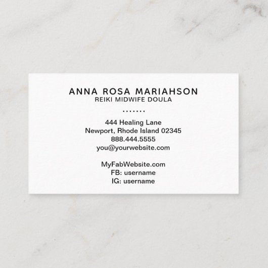 *~* Geburtshelferin Reiki Doula Birth Coach Visitenkarte (Rückseite)