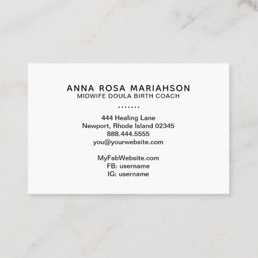 *~* Geburtshilfe Hebamme Schwangerschaft Doula Nan Visitenkarte (Rückseite)