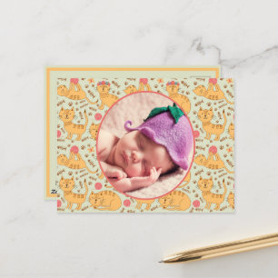 Geburtshilfeverkündung glückliche Katzen, die schl Postkarte