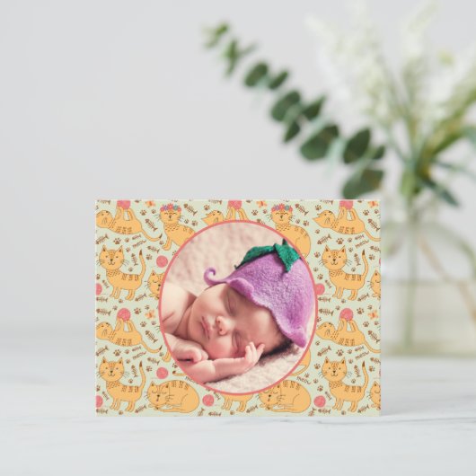 Geburtshilfeverkündung glückliche Katzen, die schl Postkarte (Stehend Vorderseite)