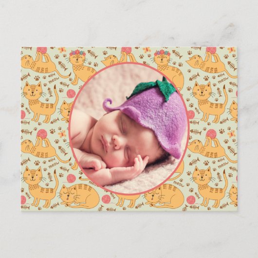 Geburtshilfeverkündung glückliche Katzen, die schl Postkarte (Vorderseite)