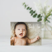 Geburtshinweis Foto Handlett Vielen Dank Postkarte (Stehend Vorderseite)