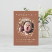 Geburtshinweis Foto Welcome Baby Ankündigung (Stehend Vorderseite)