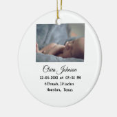 Geburtshinweise fügen Datumsplattdaten hinzu Keramik Ornament (Links)