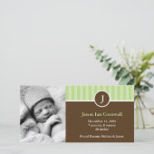 Geburtshinweise für Monogramme und Streifen Ankündigung (Stehend Vorderseite)