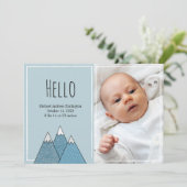 Geburtshinweise Hallo Junge Neue Baby Blue Karte (Stehend Vorderseite)