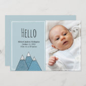 Geburtshinweise Hallo Junge Neue Baby Blue Karte (Vorne/Hinten)