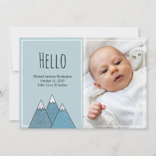Geburtshinweise Hallo Junge Neue Baby Blue Karte