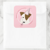 Geburtshunde Welpe mit Party, dass Mädchen pink Quadratischer Aufkleber (Tasche)