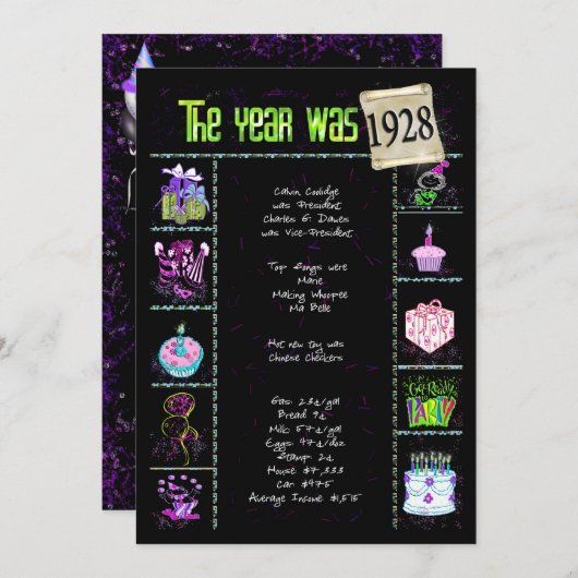 Geburtsjahr 1928 Einladung (Vorne/Hinten)