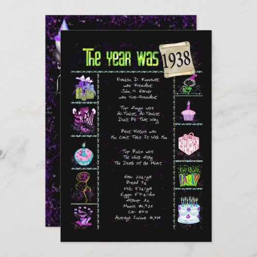 Geburtsjahr 1938 Einladung (Vorne/Hinten)