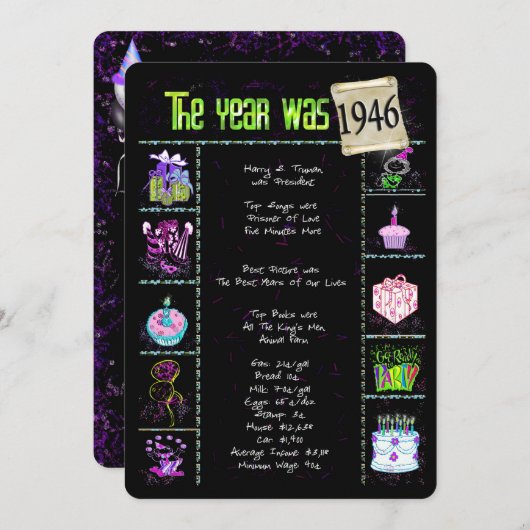Geburtsjahr 1946 Einladung (Vorne/Hinten)