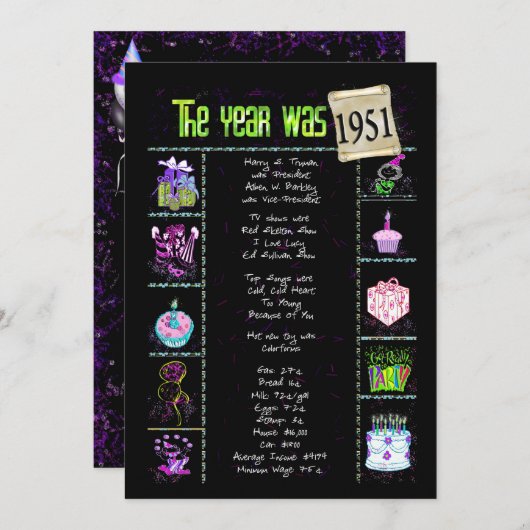 Geburtsjahr 1951 Einladung (Vorne/Hinten)