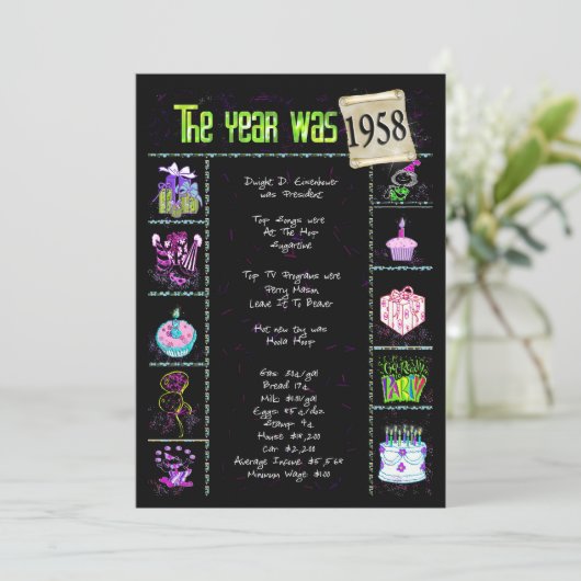 Geburtsjahr 1958 Einladung (Stehend Vorderseite)