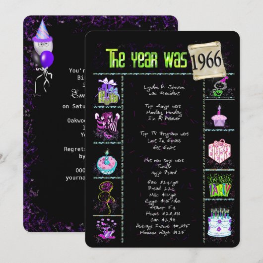 Geburtsjahr 1966 Einladung (Vorne/Hinten)