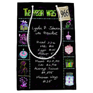 Geburtsjahr 1966 Fun Trivia auf schwarz Mittlere Geschenktüte