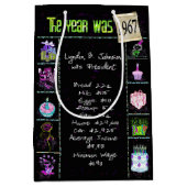 Geburtsjahr 1967 Fun Trivia auf schwarz Mittlere Geschenktüte (Vorderseite)