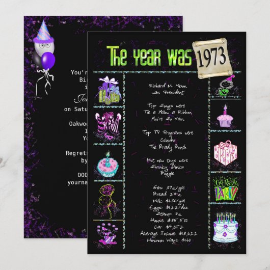 Geburtsjahr 1973 Einladung (Vorne/Hinten)