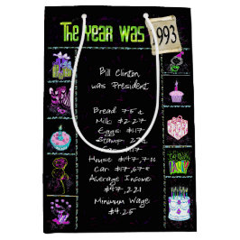 Geburtsjahr 1993 Fun Trivia auf schwarz Mittlere Geschenktüte