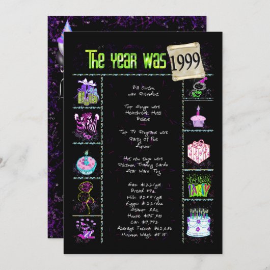 Geburtsjahr 1999 Einladung (Vorne/Hinten)