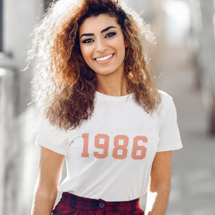 Geburtsjahr Benutzerdefinierte Korallenrosa Mode T-Shirt