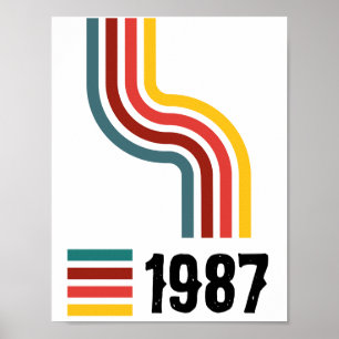 Geburtsjahr Retro Farbige Wellenlinien Personalisi Poster
