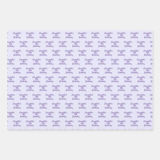 Geburtsjahrslavene lila Namensskripte Geschenkpapier Set (Vorderseite 2)