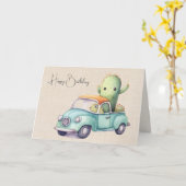 Geburtskakteen im Retro-Lkw Karte (Gelbe Blume)