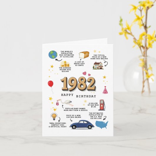 Geburtskarte 1982 für Ehemann und Ehefrau Karte (Gelbe Blume)