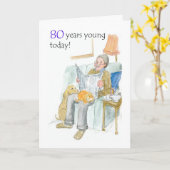 Geburtskarte 80. karte (Gelbe Blume)