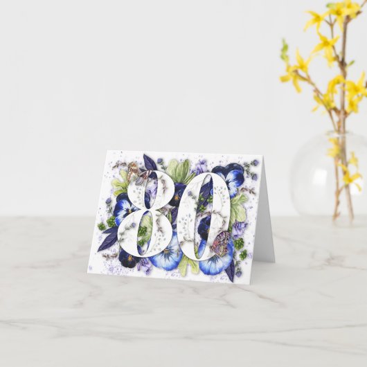 Geburtskarte 80. karte (Gelbe Blume)