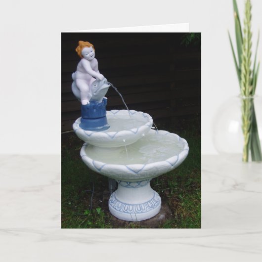 Geburtskarte "Birdbad Fountain Flower Water #1" Karte (Vorderseite)
