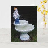 Geburtskarte "Birdbad Fountain Flower Water #1" Karte (Gelbe Blume)