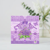 Geburtskarte Blume und Geburtskarte von Gem. Febru Einladung (Stehend Vorderseite)