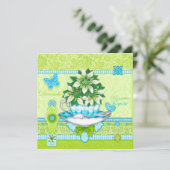 Geburtskarte Blume und Gem Dezember Teacup Card Einladung (Stehend Vorderseite)