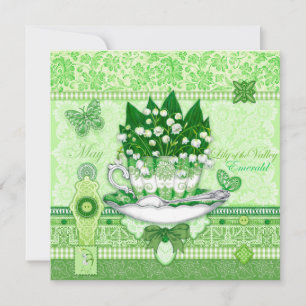 Geburtskarte Blume und Gem May-Teacup-Karte Einladung