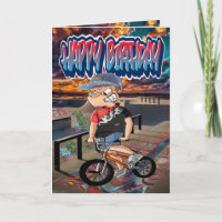 Geburtskarte Cartoon BMX